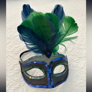 Blue Mystique Feather Masquerade mask